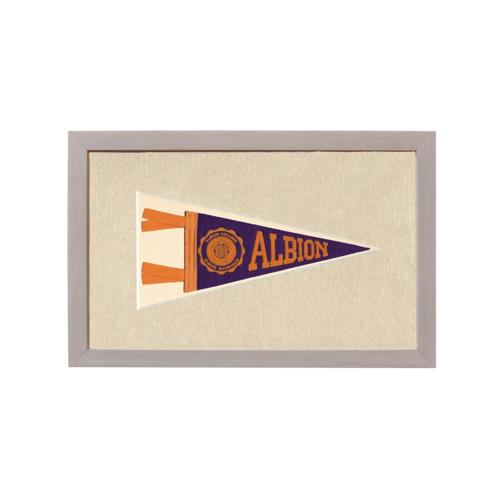 Vintage Albion College Pennant | Rare Vintage Wool Felt Pennant Flag | vintageantiquesgifts.com