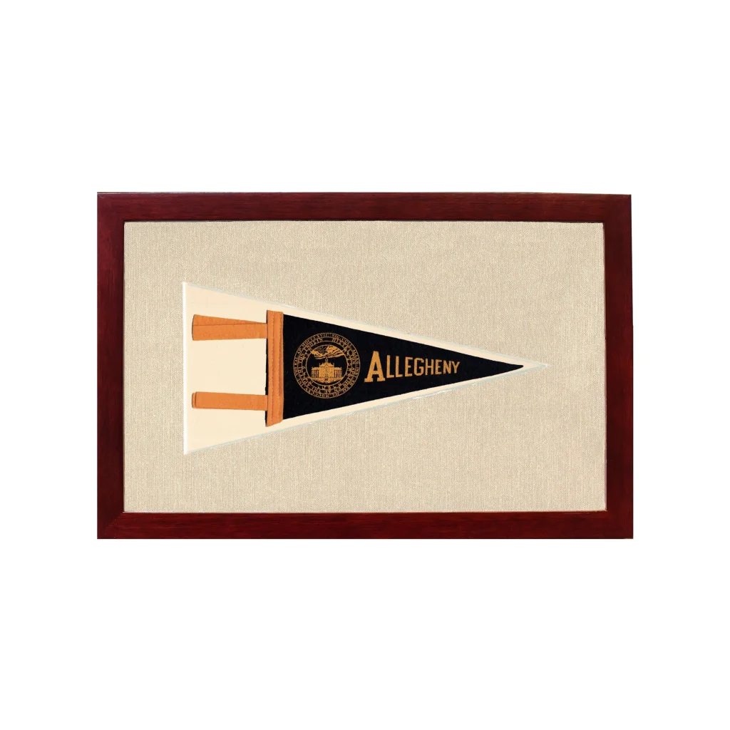 Vintage Allegheny College Pennant | 1950s Wool Felt Pennant Framed Display | vintageantiquesgifts.com