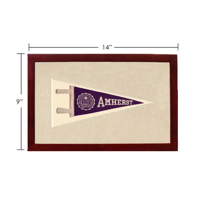 Vintage Amherst College pennant in purple and cream frame