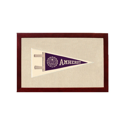Vintage Amherst College pennant with purple field and crest