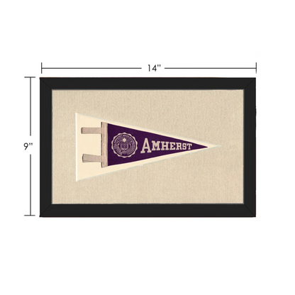 Vintage Amherst College pennant in purple, cream, black frame