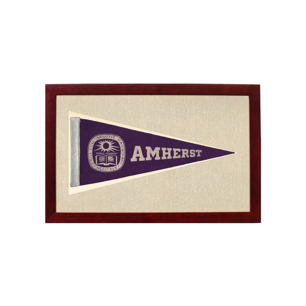 Vintage Amherst College Pennant | 1950s Wool Felt Pennant Framed Display | vintageantiquesgifts.com
