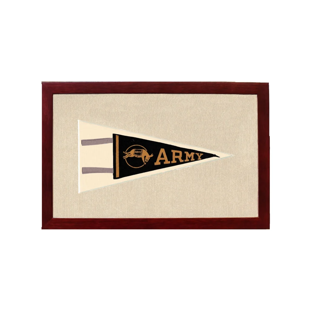 Vintage Army Pennant | 1950s Wool Felt Pennant Framed Display | vintageantiquesgifts.com