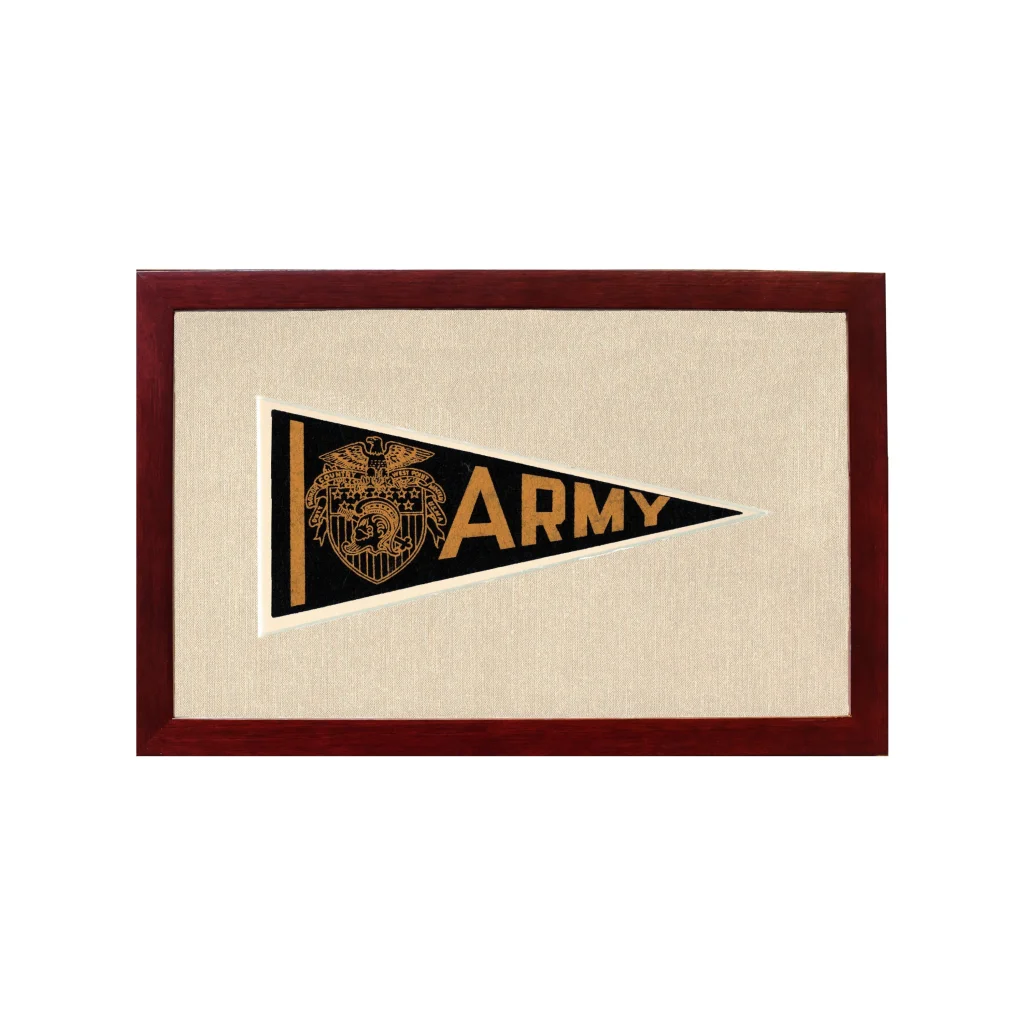 Vintage Army Pennant | 1950s Wool Felt Pennant Framed Display | vintageantiquesgifts.com