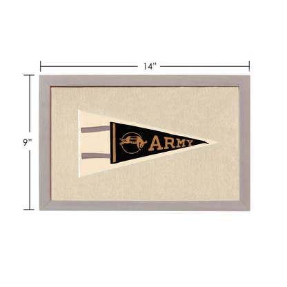Vintage army pennant framed with black field and gold emblem