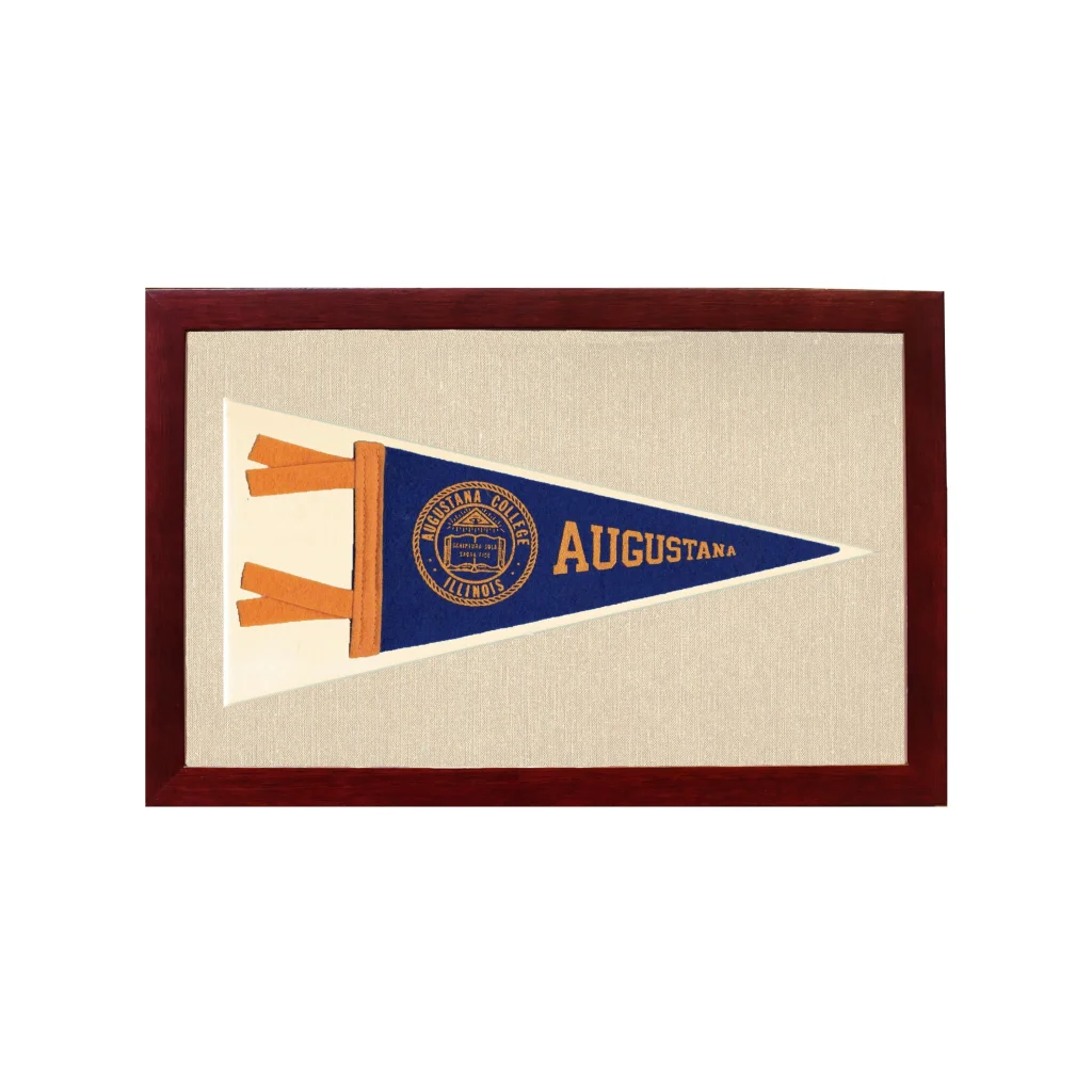 Vintage Augustana College Pennant | 1950s Wool Felt Pennant Framed Display | vintageantiquesgifts.com