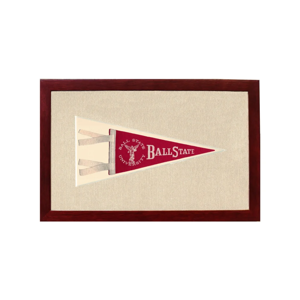 Vintage Ball State University Pennant | 1950s Wool Felt Pennant Framed Display | vintageantiquesgifts.com