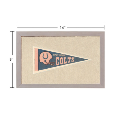 Vintage Baltimore Colts pennant in frame with pink helmet logo