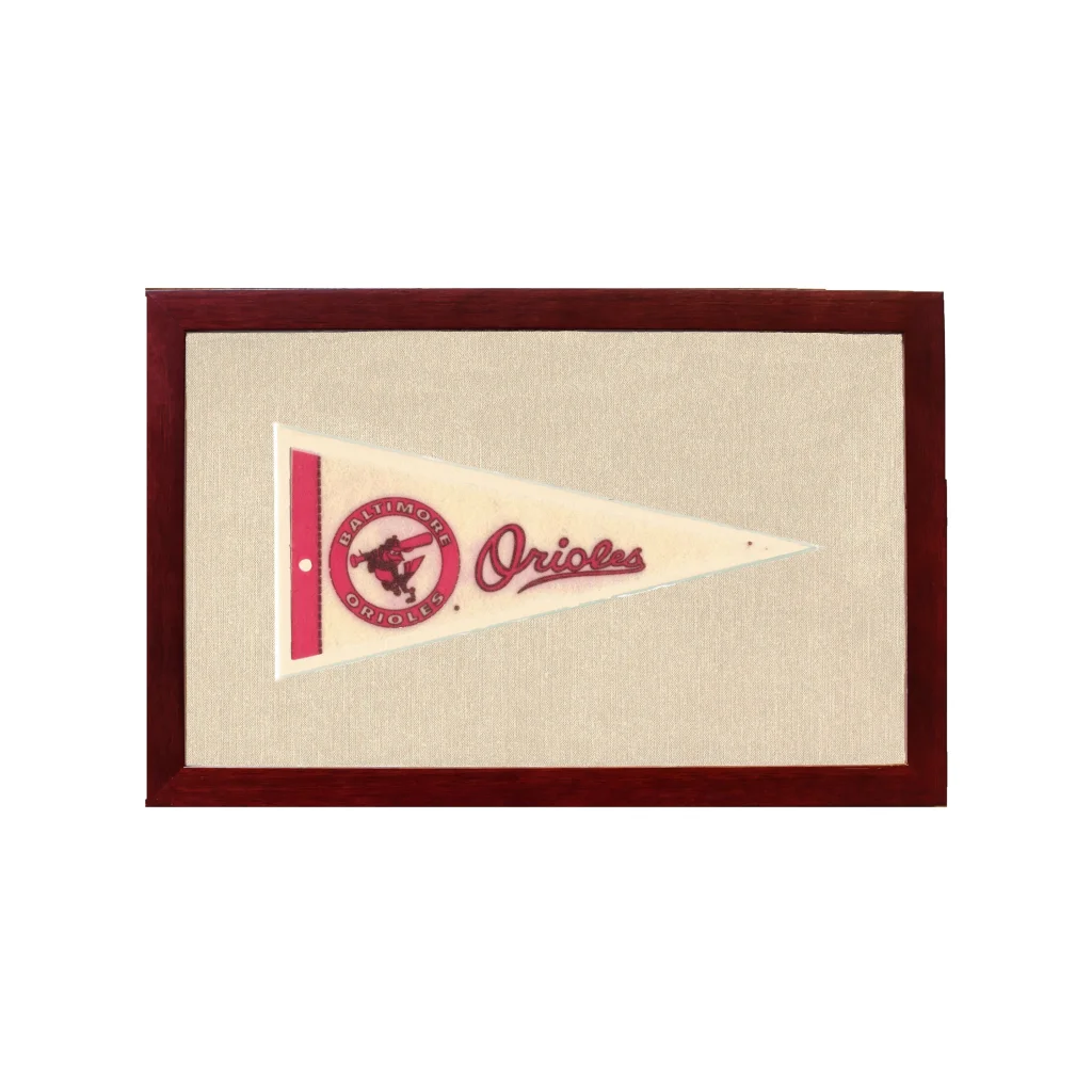 Vintage Baltimore Orioles Pennant | 1950s Wool Felt Pennant Framed Display | vintageantiquesgifts.com
