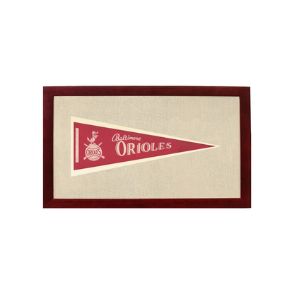 Vintage Baltimore Orioles Pennant | 1950s Wool Felt Pennant Framed Display | vintageantiquesgifts.com