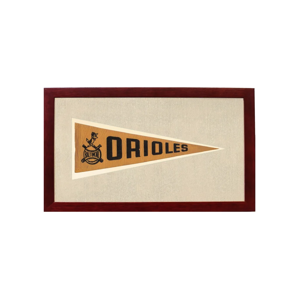 Vintage Baltimore Orioles Pennant | 1950s Wool Felt Pennant Framed Display | vintageantiquesgifts.com