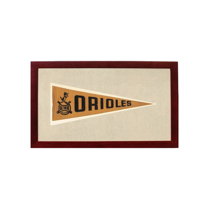 Vintage Baltimore Orioles Pennant | 1950s Wool Felt Pennant Framed Display | vintageantiquesgifts.com