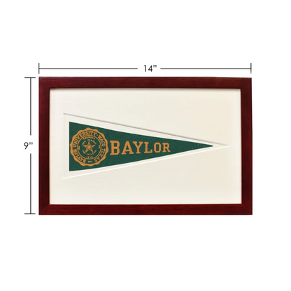 Vintage Baylor wool felt pennant in mahogany frame