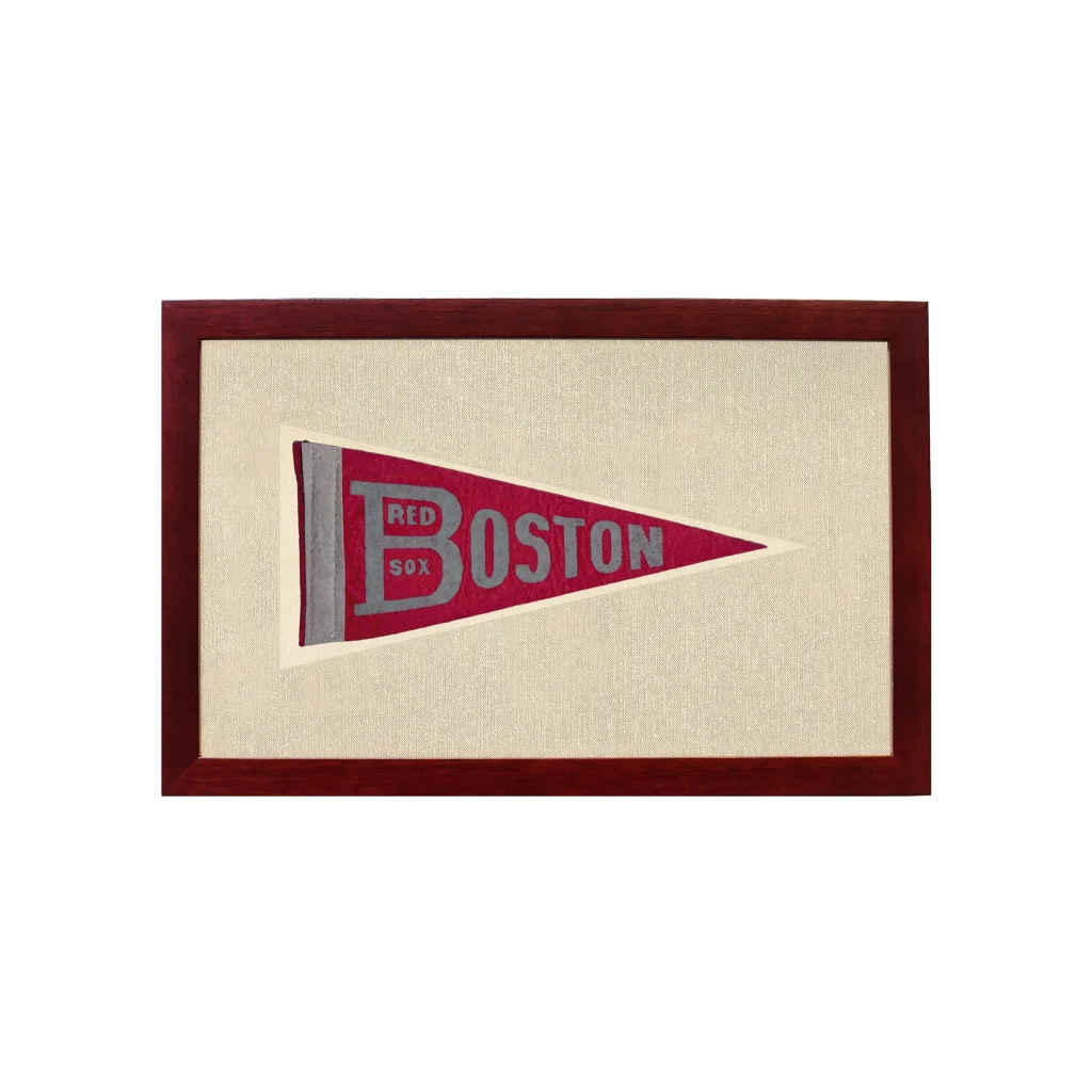 Vintage Boston Red Sox Pennant | 1950s Wool Felt Pennant Framed Display | vintageantiquesgifts.com