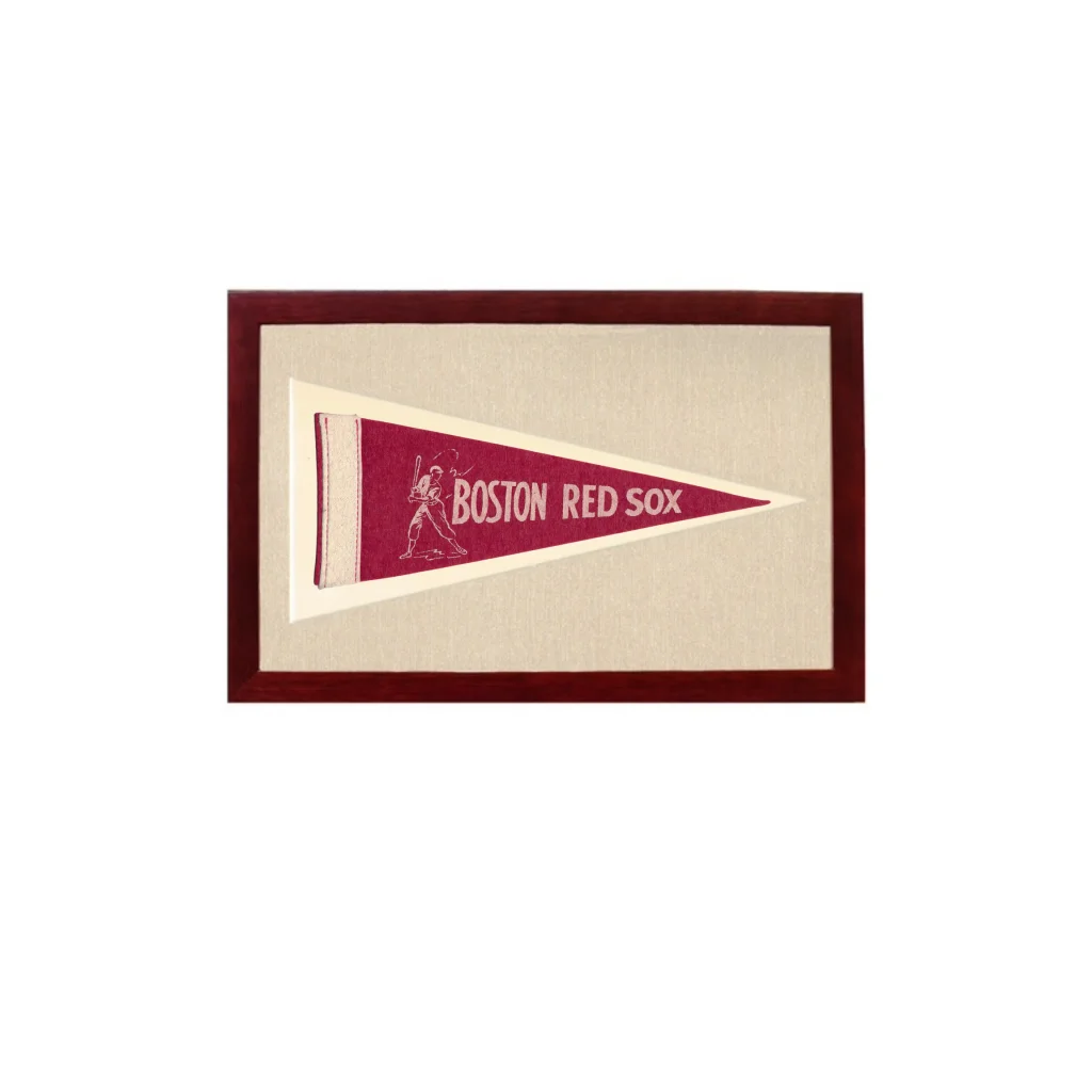 Vintage Boston Red Sox Pennant | 1950s Wool Felt Pennant Framed Display | vintageantiquesgifts.com