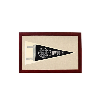 Vintage Bowdoin College Pennant | 1950s Wool Felt Pennant Framed Display | vintageantiquesgifts.com