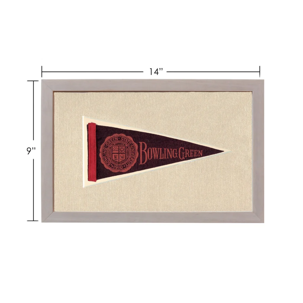 Vintage Bowling Green State University pennant, maroon and cream, 14x9 inches
