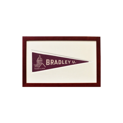 Vintage Bradley University Hormel Pennant | 1950s Wool Felt Pennant Framed Display | vintageantiquesgifts.com