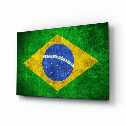 Distressed Brazilian flag canvas wall art print