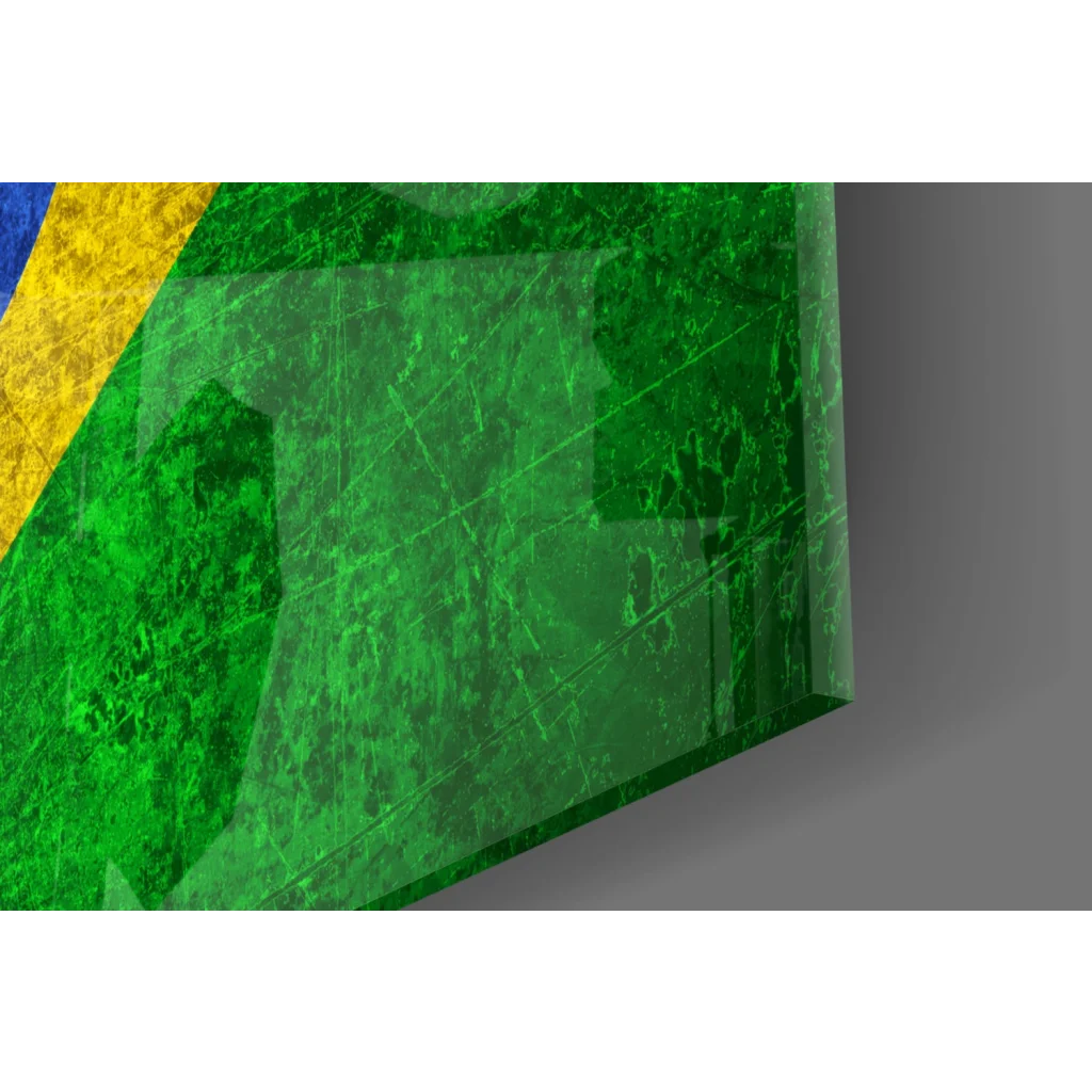 Green marble wall art with translucent Brazilian flag overlay