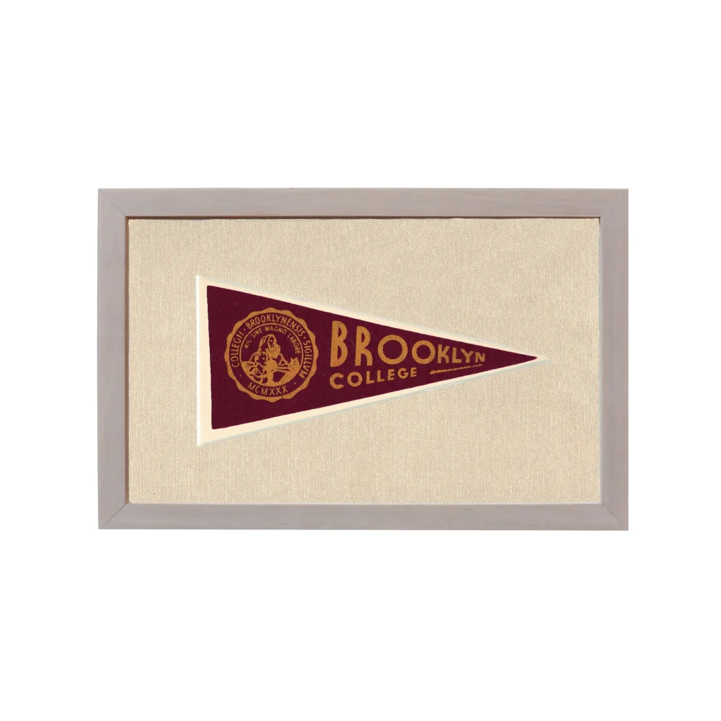Vintage Brooklyn College Pennant | Rare Vintage Wool Felt Pennant Flag | vintageantiquesgifts.com