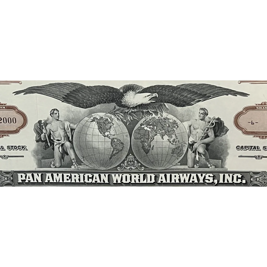Rare 1950 Vintage Brown Pan Am American World Airways Stock Certificate Oldest Am! Collectibles and Antique Gifts Home