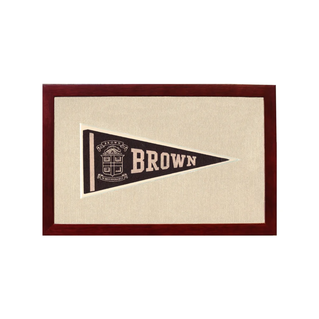 Vintage Brown Pennant | 1950s Wool Felt Pennant Framed Display | vintageantiquesgifts.com