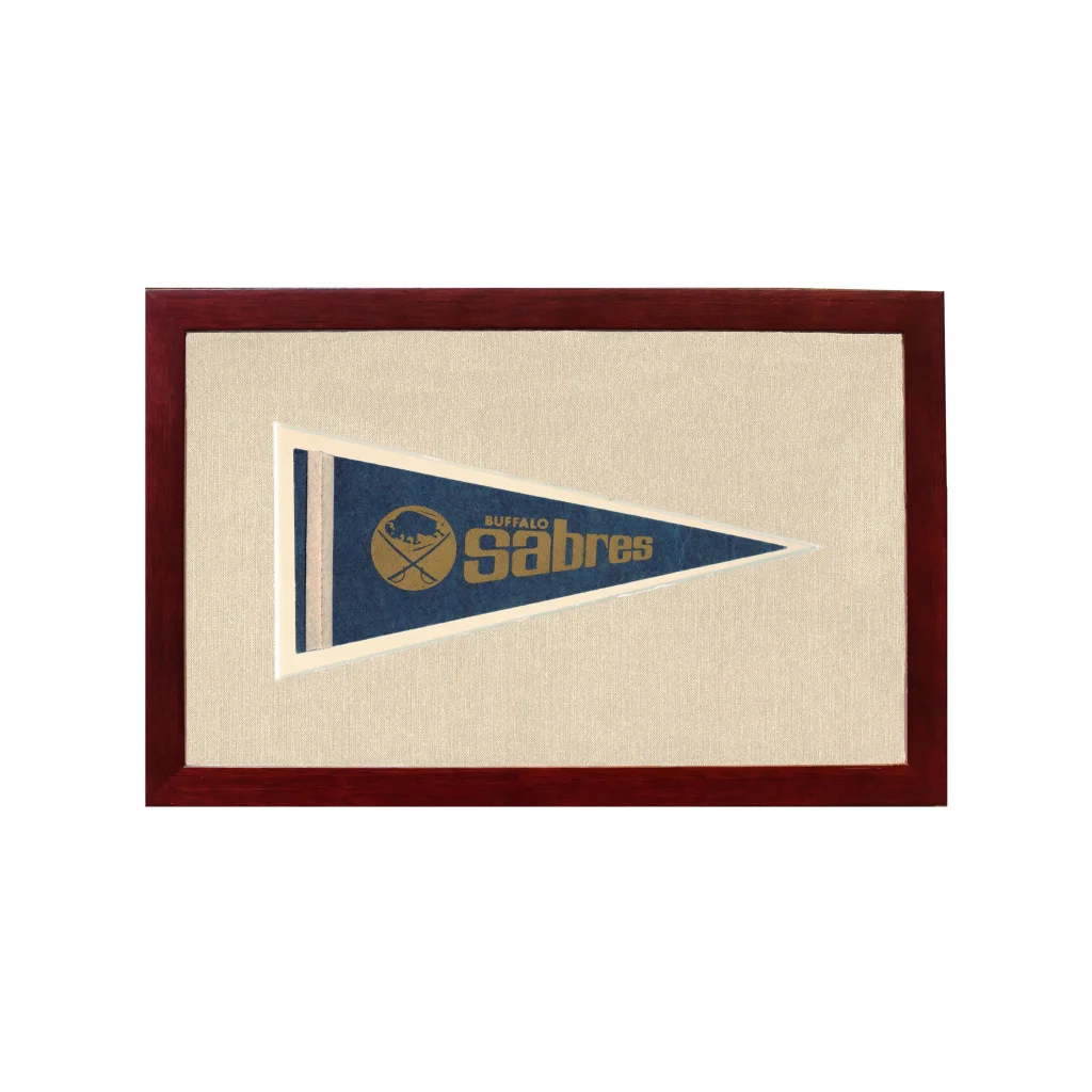 Vintage Buffalo Sabres Pennant | 1950s Wool Felt Pennant Framed Display | vintageantiquesgifts.com