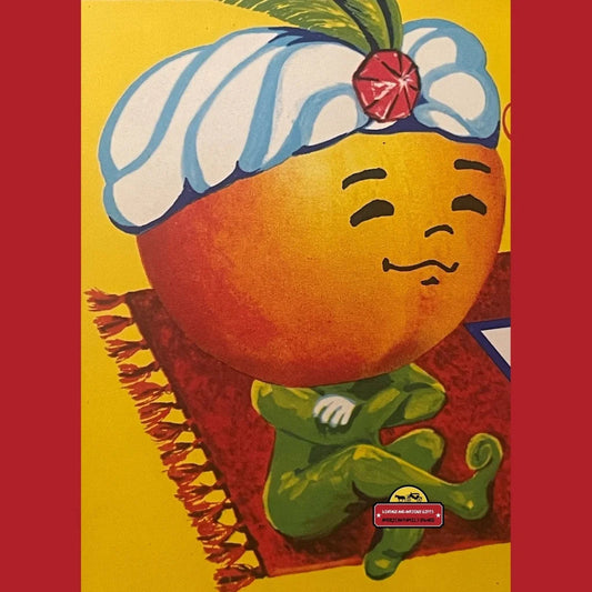 Vintage Red Carpet Crate Label Emmett Id 1960s Peach Genie Jinn! Advertisements Antique Food and Home Misc. Memorabilia
