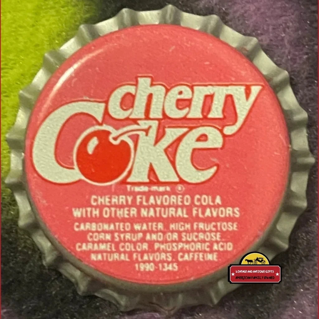 Vintage Cherry Coke Bottle Cap Coca Cola Chesterman Company Sioux City Ia 1990s - Advertisements - Antique Soda
