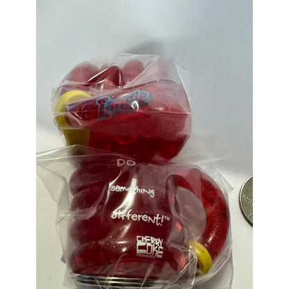 Vintage Cherry Coke keyring with red translucent soda can gummy candy