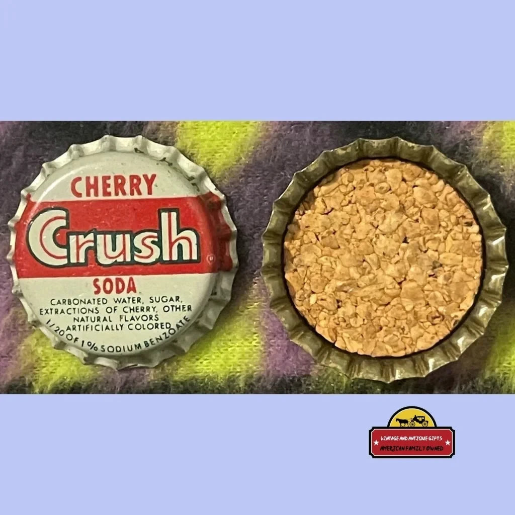 Vintage Cherry Crush Cork Bottle Cap Pittsburgh Pa 1950s Advertisements Antique and Caps Rediscover Crush: