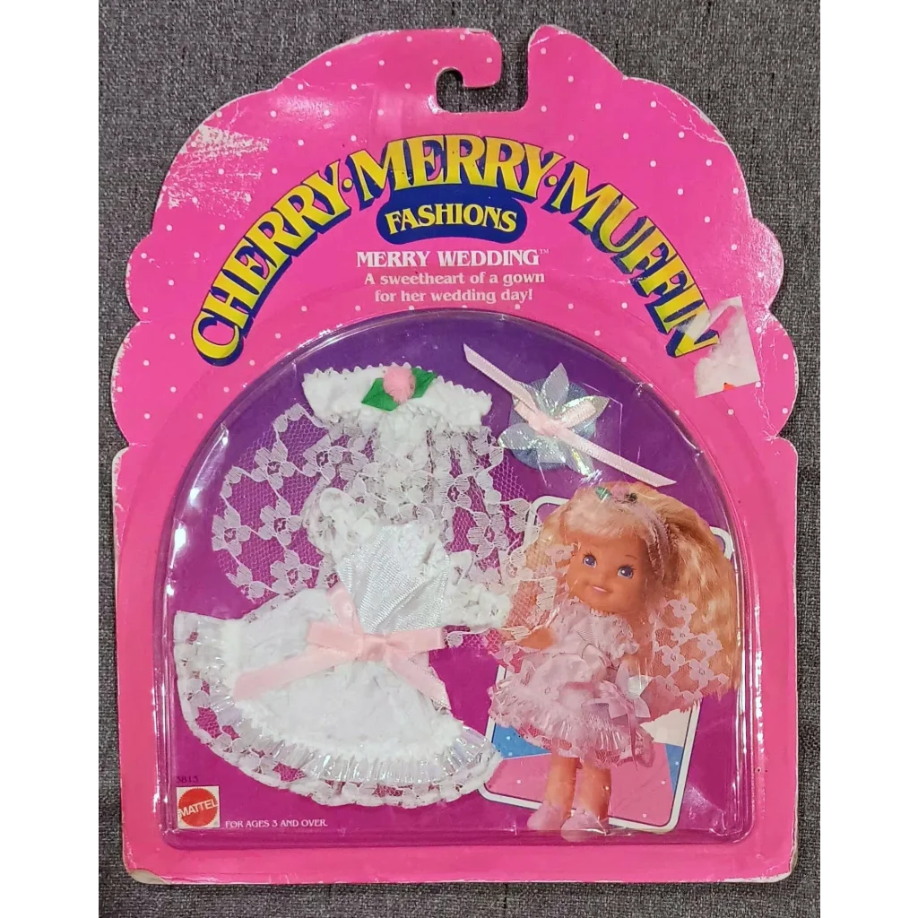 Vintage Cherry Merry Muffin wedding dress for doll in sealed plastic packaging