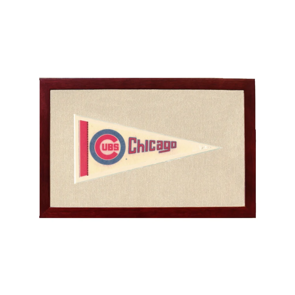 Vintage Chicago Cubs Pennant | 1950s Wool Felt Pennant Framed Display | vintageantiquesgifts.com