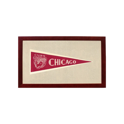 Vintage Chicago Cubs Pennant | 1950s Wool Felt Pennant Framed Display | vintageantiquesgifts.com