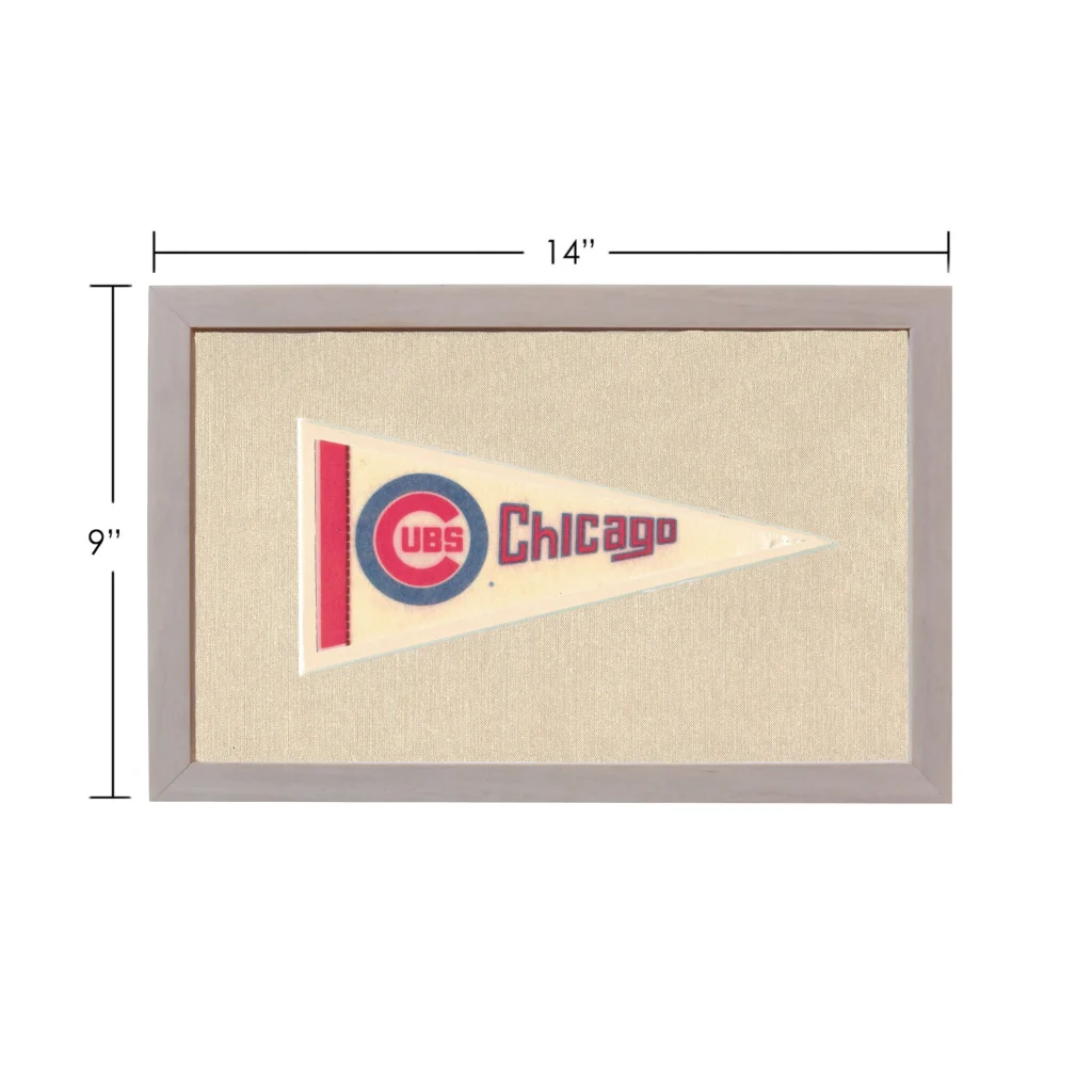 Vintage Chicago Cubs pennant in gray frame