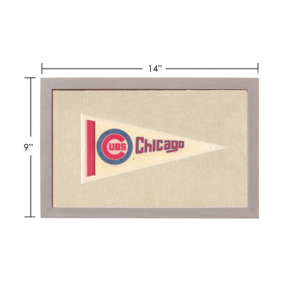 Vintage Chicago Cubs pennant in gray frame