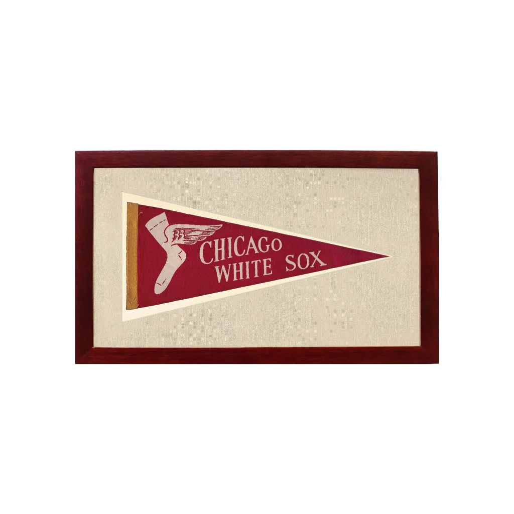 Vintage Chicago White Sox Pennant | 1950s Wool Felt Pennant Framed Display | vintageantiquesgifts.com