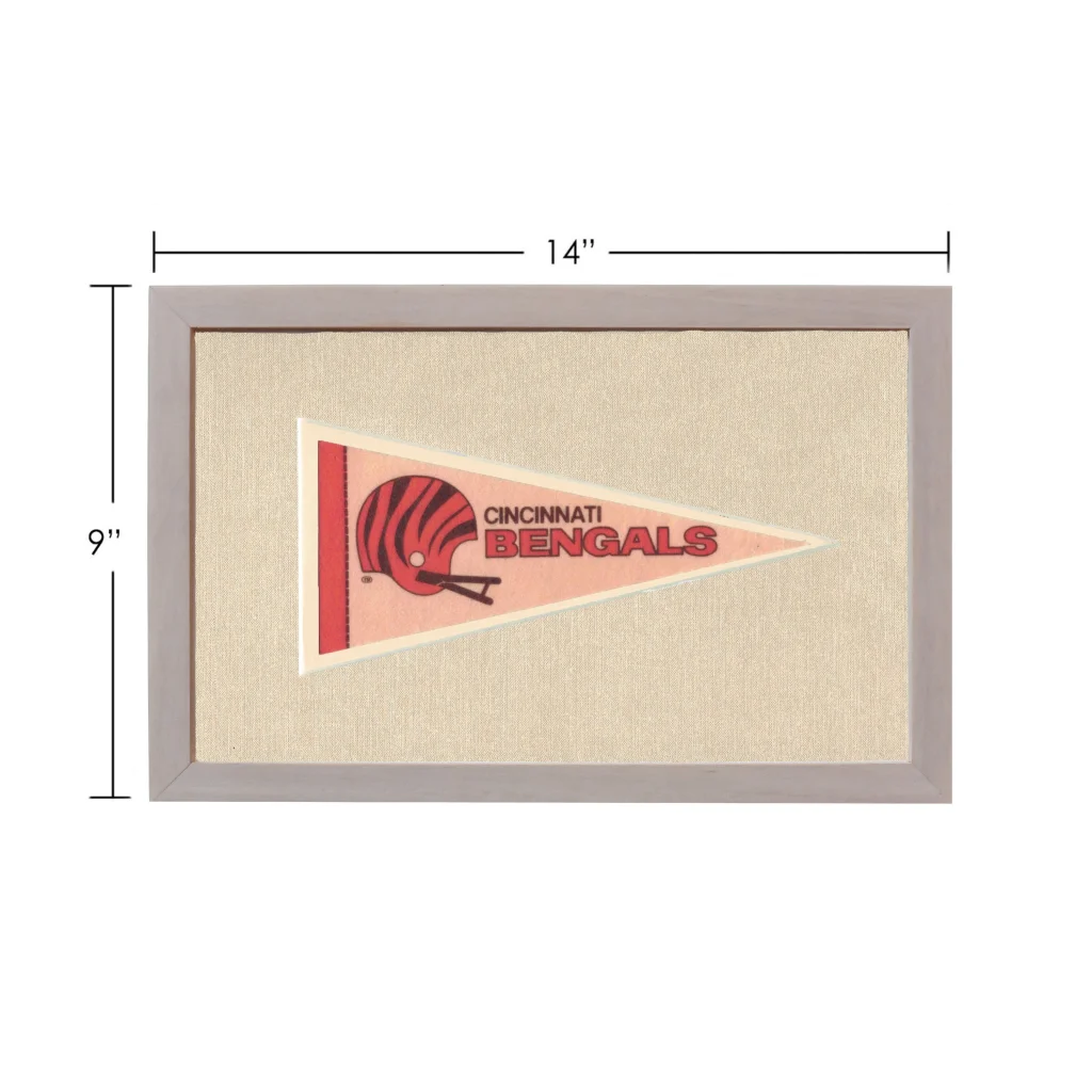 Vintage Cincinnati Bengals pennant in gray frame