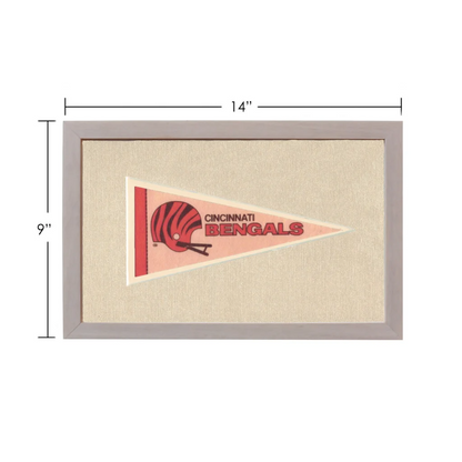 Vintage Cincinnati Bengals pennant in gray frame