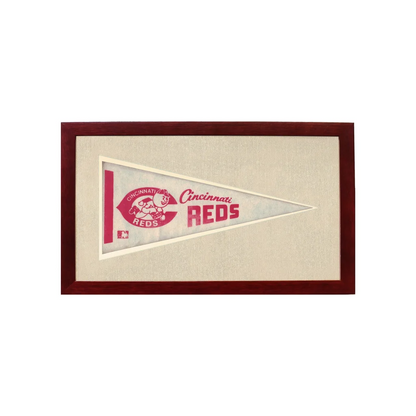 Vintage Cincinnati Reds Pennant | 1950s Wool Felt Pennant Framed Display | vintageantiquesgifts.com
