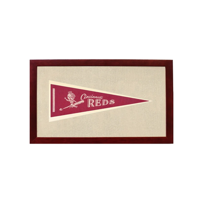 Vintage Cincinnati Reds Pennant | 1950s Wool Felt Pennant Framed Display | vintageantiquesgifts.com