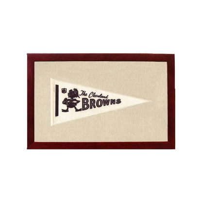 Vintage Cleveland Browns Pennant | 1950s Wool Felt Pennant Framed Display | vintageantiquesgifts.com