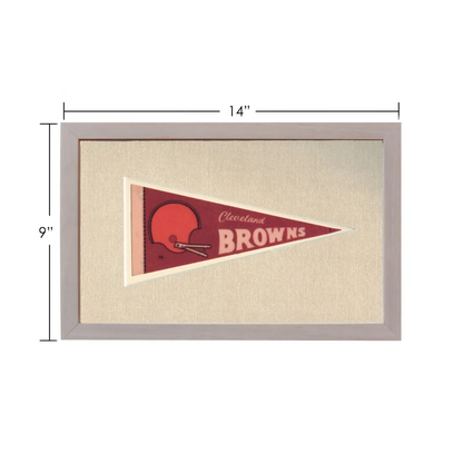 Vintage Cleveland Browns pennant in maroon and beige with orange helmet