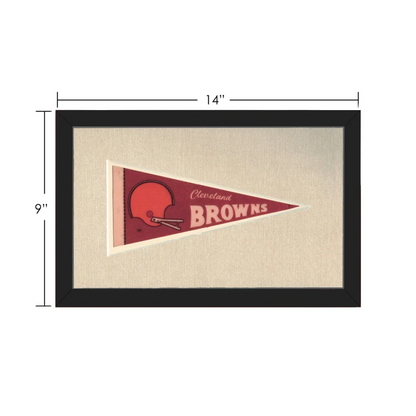 Vintage Cleveland Browns pennant with red helmet on maroon fabric