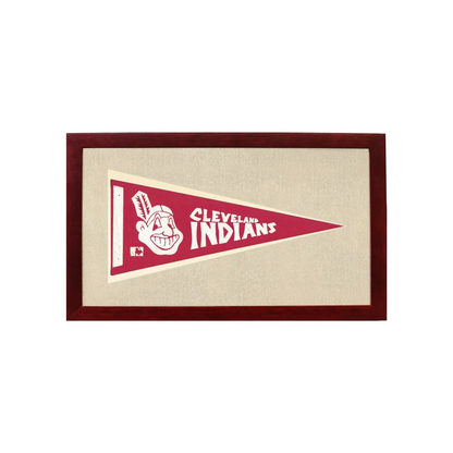 Vintage Cleveland Indians Pennant | 1950s Wool Felt Pennant Framed Display | vintageantiquesgifts.com