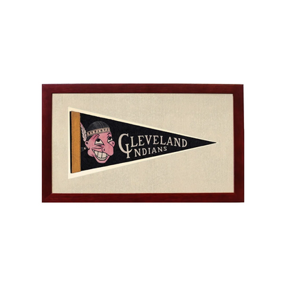 Vintage Cleveland Indians Pennant | 1950s Wool Felt Pennant Framed Display | vintageantiquesgifts.com