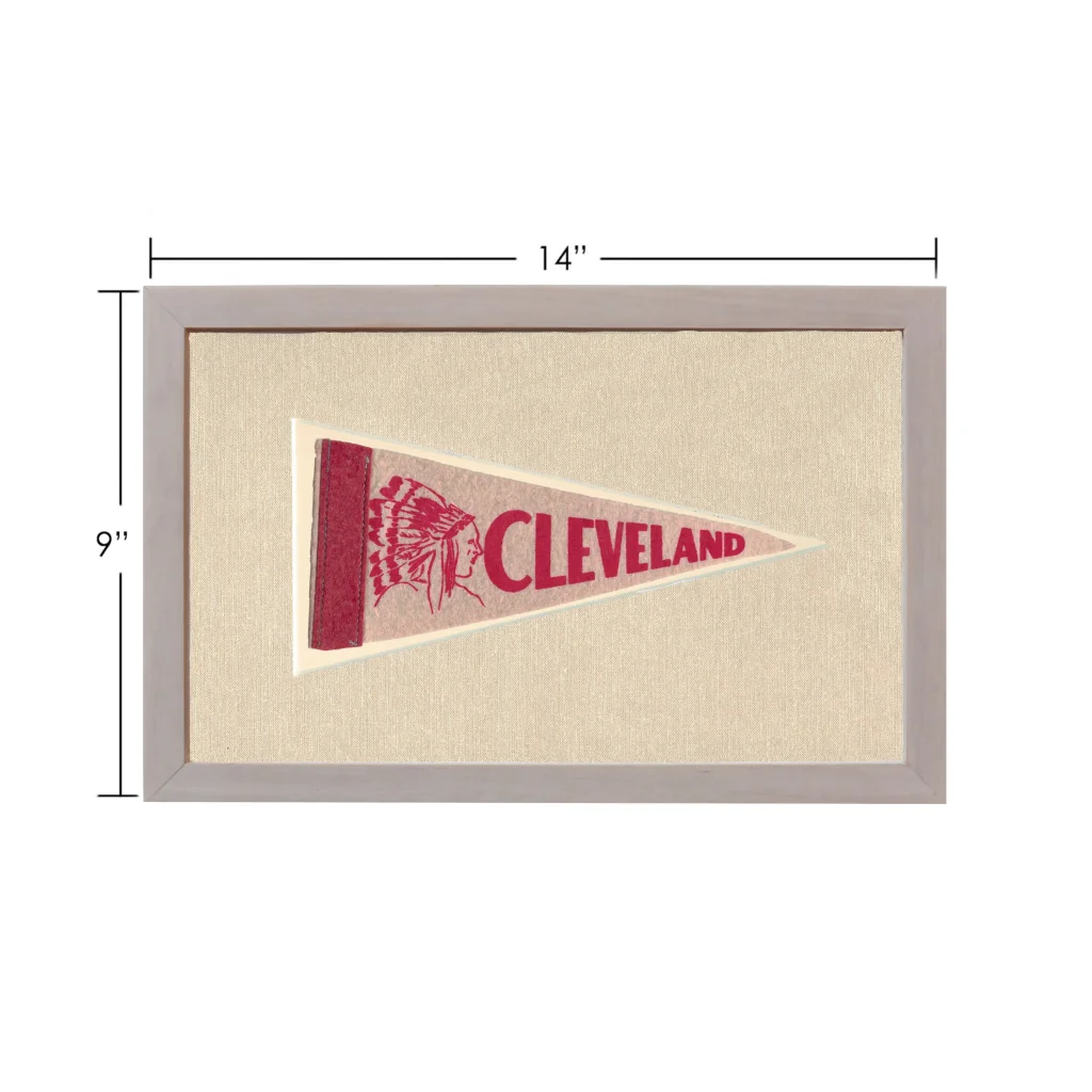 Vintage Cleveland Indians pennant with red beige design and chief silhouette