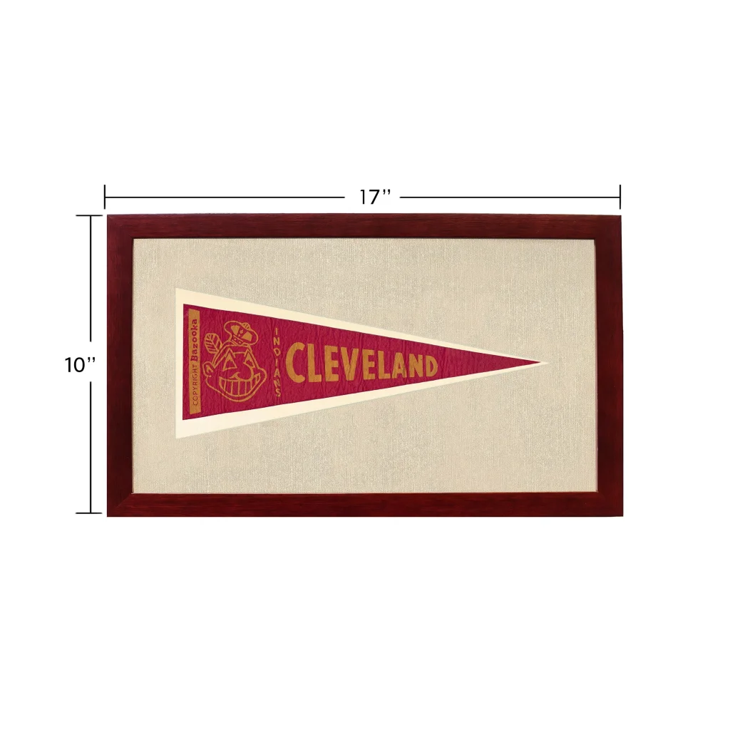 Vintage Cleveland Indians Pennant | 1950s Wool Felt Pennant Framed Display | vintageantiquesgifts.com