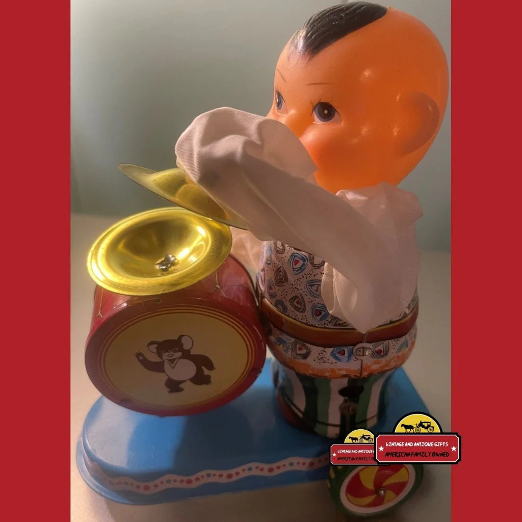 Vintage Clockwork Tin Wind Up Boy Beating Drum Collectible Toy Unopened In Box 1960s - Advertisements - Home Page.